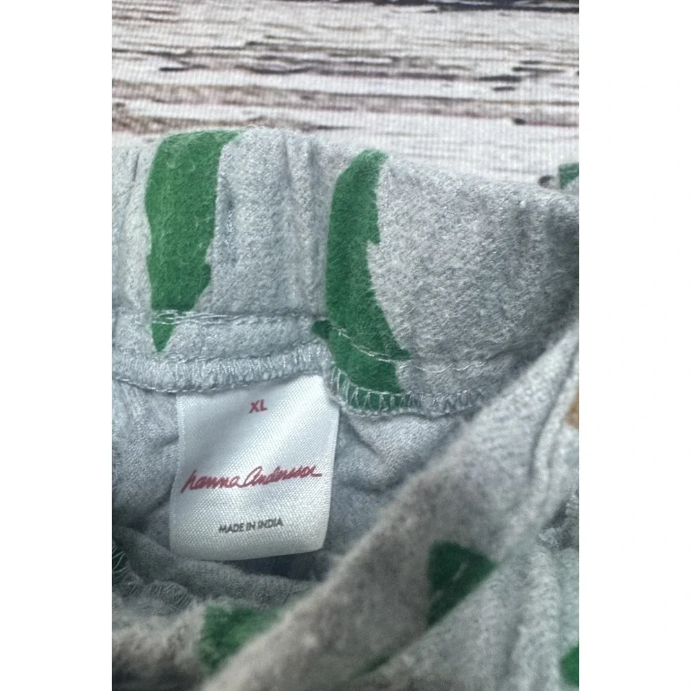 Hanna Andersson Adult Size XL Green Gray Tree Print Flannel Pajama Bottoms Pants